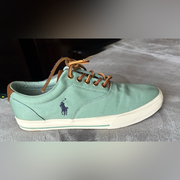 Polo Ralph Lauren Vaughn Canvas Seafoam Green Shoes sneakers Mens 9D Blue Pony - Picture 3 of 12